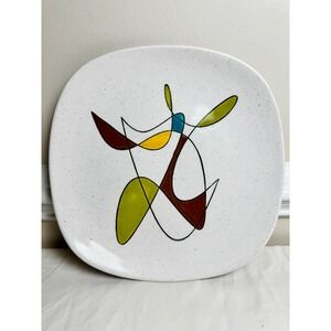 VTG Metlox Poppytrail MCM Dinner Plate Free Form Atomic Mobile 10.25" Olive Grn